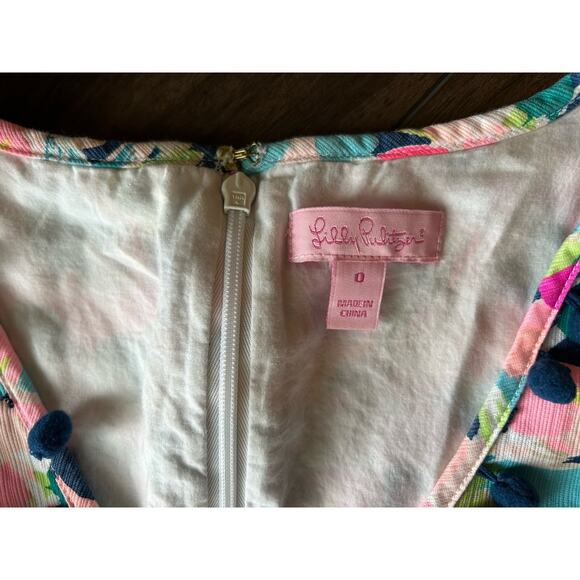 Lilly Pulitzer Cabrey Tropical Pina Colada Club Pink Tassels Shift Dress Sz 0 - Picture 5 of 12